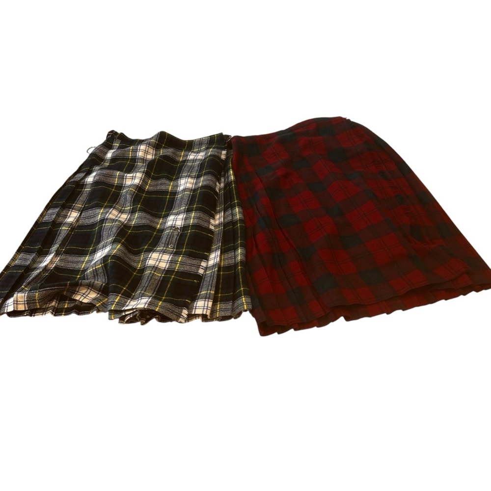 Clan laird skirt kilt womens size 8/10 vintage set 2 red green blue ivory multi - Picture 11 of 15